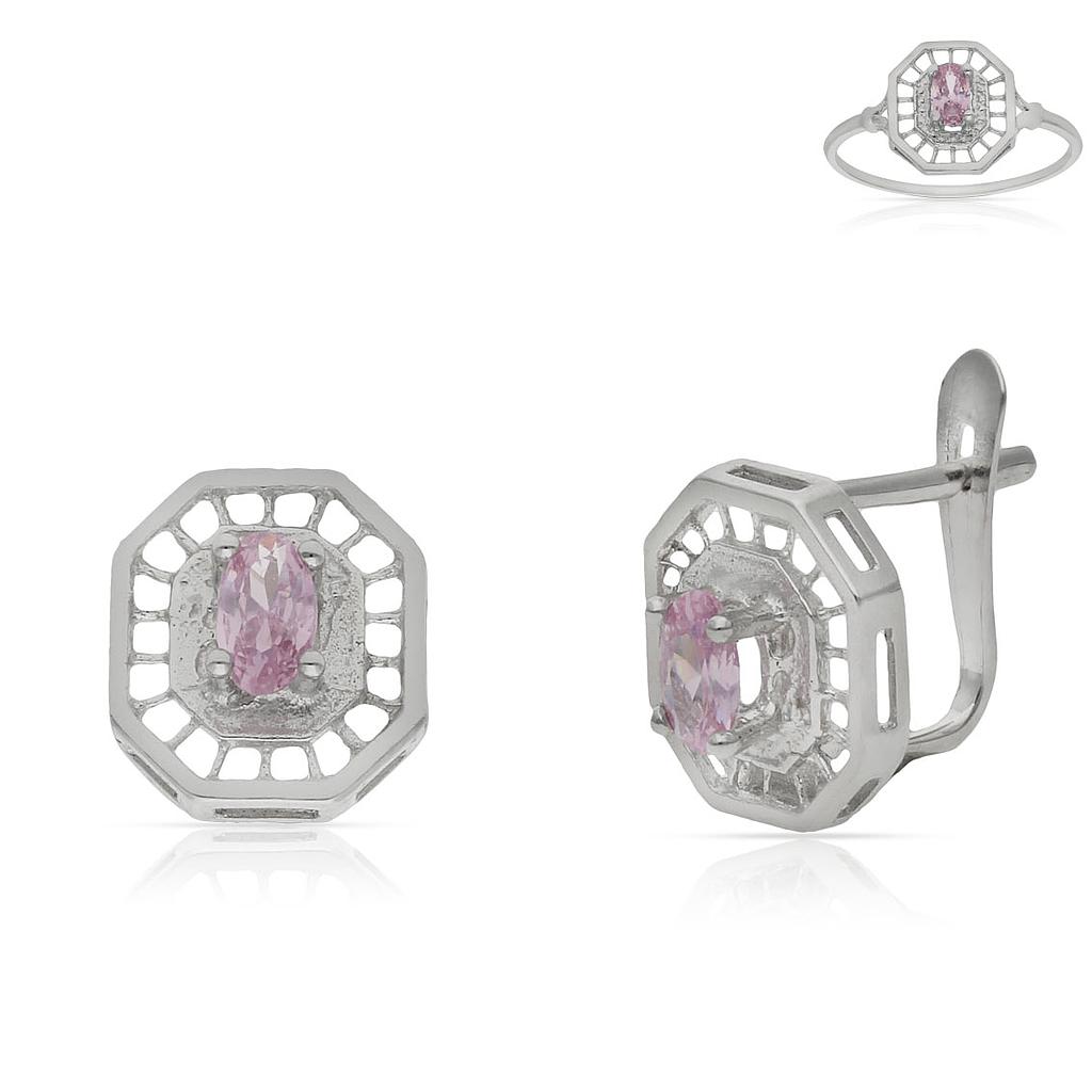 PENDIENTES ORO BLANCO 18KL ROSA